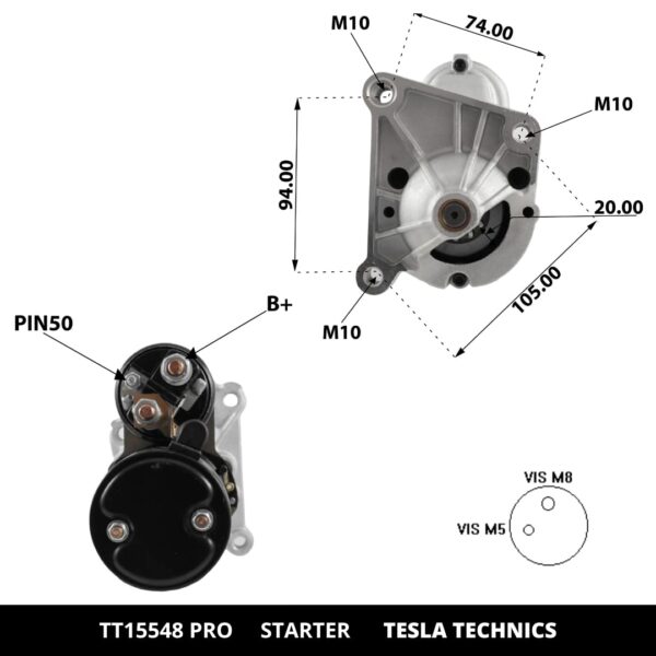 TT15548 PRO, Motor de arranque, 12V, 1.4KW