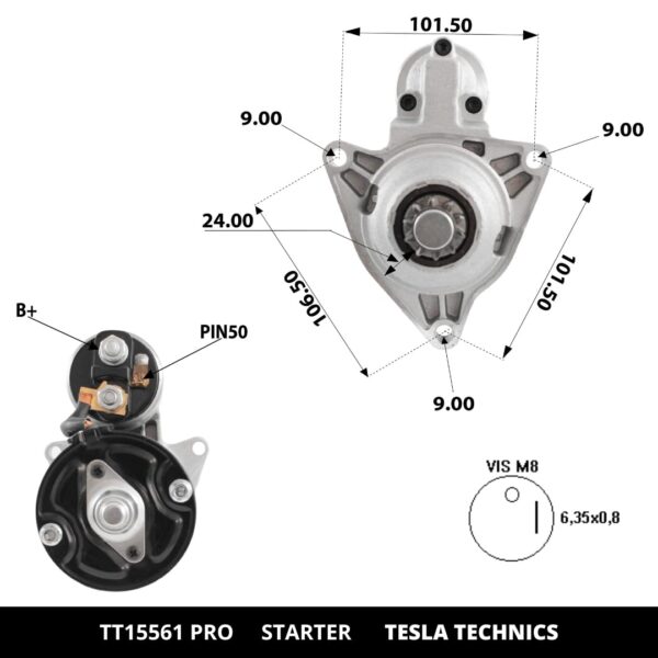 TT15561 PRO, Motor de arranque, 12V, 1.8KW
