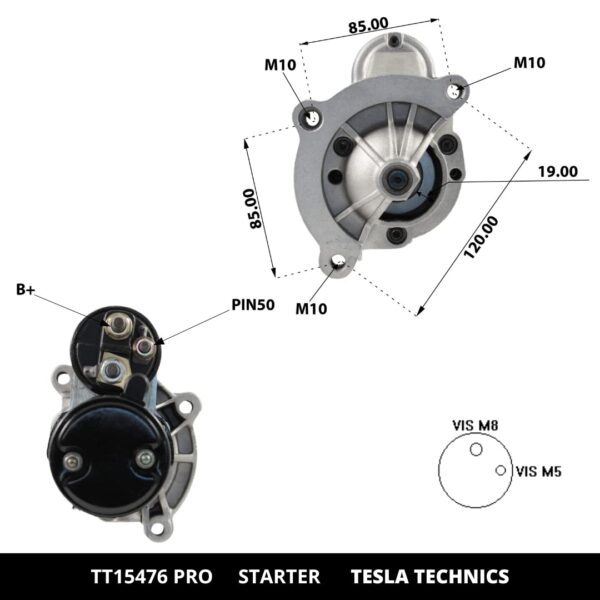 TT15476 PRO, Motor de arranque, 12V, 1.1KW