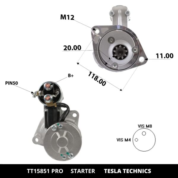 TT15851 PRO, Motor de arranque, 12V, 1.4KW