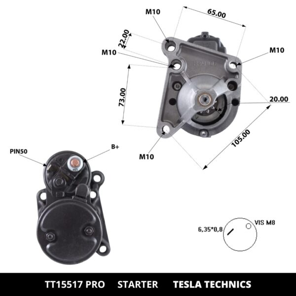 TT15517 PRO, Motor de arranque, 12V, 1.1KW