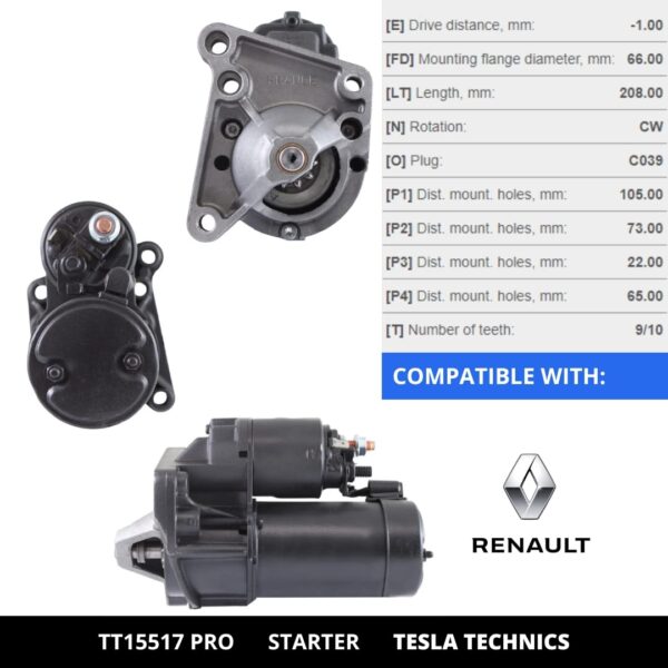 TT15517 PRO, Motor de arranque, 12V, 1.1KW