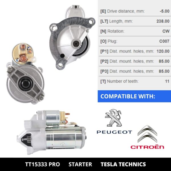 TT15333 PRO, Motor de arranque, 12V, 1.9KW