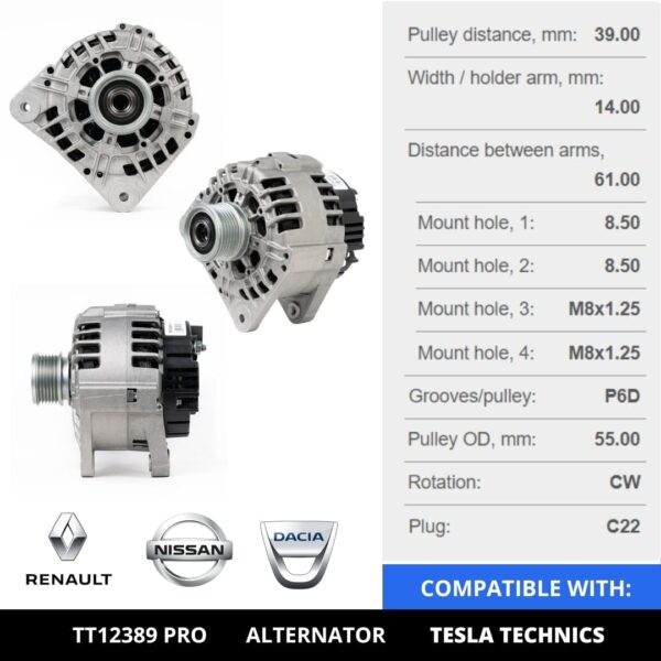 TT12389 PRO, Alternador, 12V, 125A