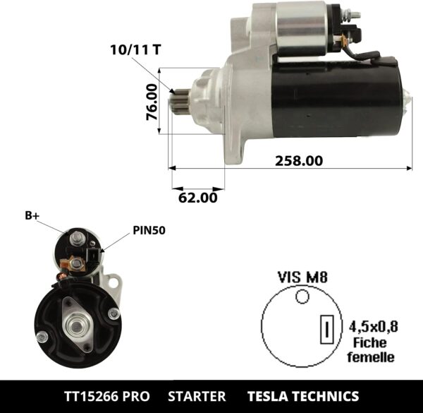 TT15266 PRO, Motor de arranque, 12V, 2KW