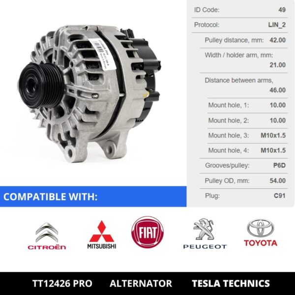 TT12426 PRO, Alternador, 12V, 150A