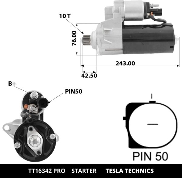 TT16342 PRO, Motor de arranque, 12V, 2KW