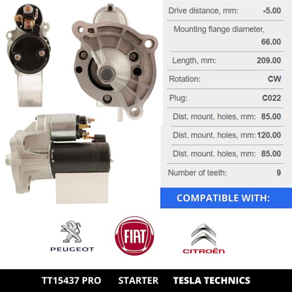 TT15437 PRO, Motor de arranque, 12V, 0.9KW