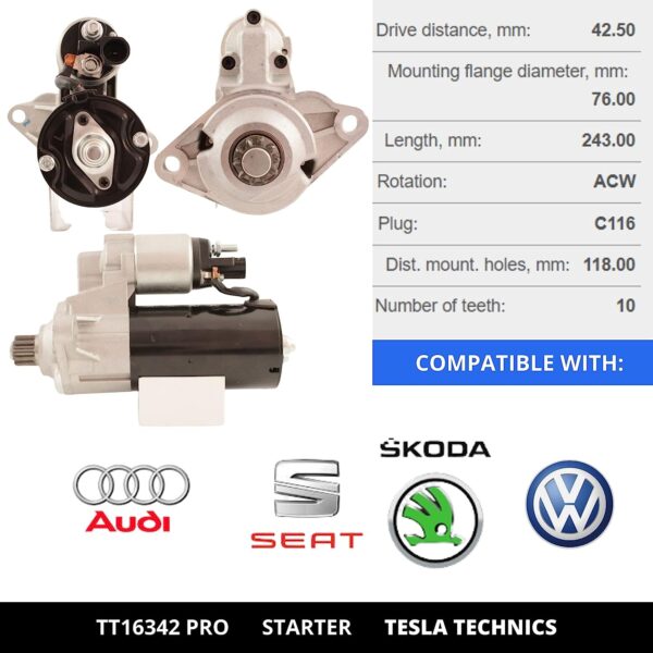 TT16342 PRO, Motor de arranque, 12V, 2KW