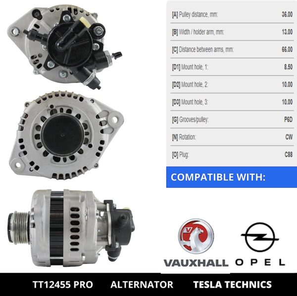 TT12455 PRO, Alternador, 12V, 100A