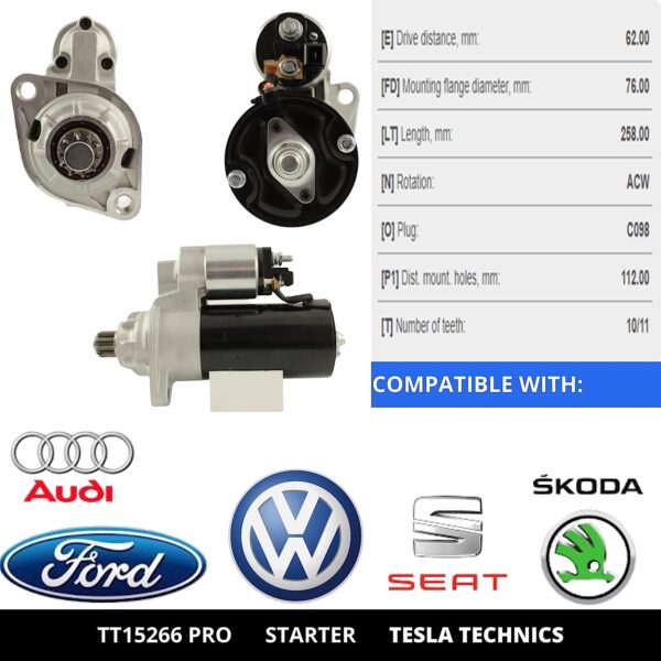 TT15266 PRO, Motor de arranque, 12V, 2KW