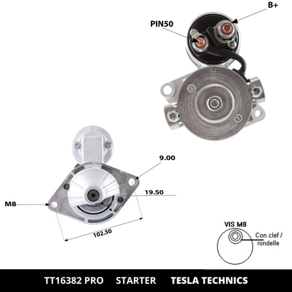 TT16382 PRO, Motor de arranque, 12V, 1.3KW