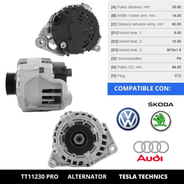TT11230 PRO, Alternador, 12V, 120A
