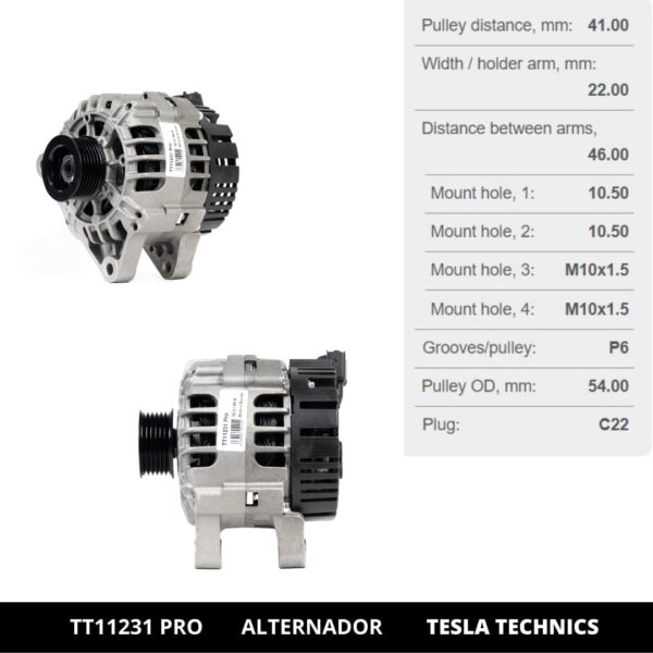 TT11231 PRO, Alternador, 12V, 90A