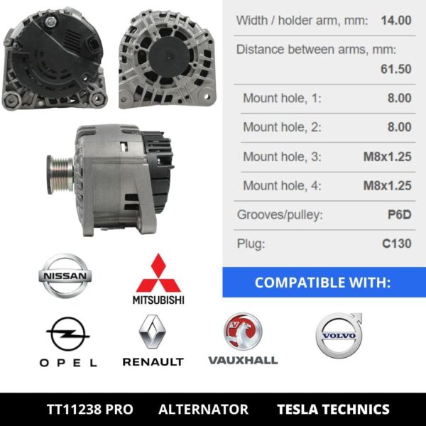 TT11238 PRO, Alternador, 12V, 125A
