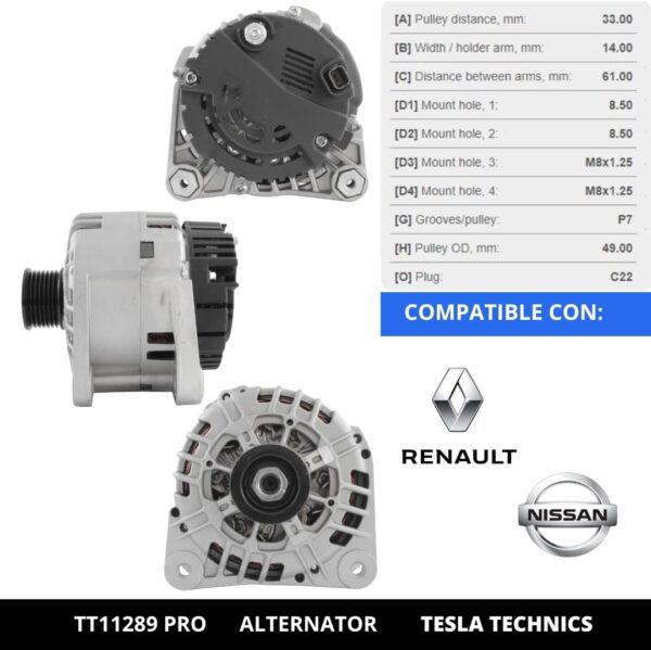 TT11289 PRO, Alternador, 12V, 125A