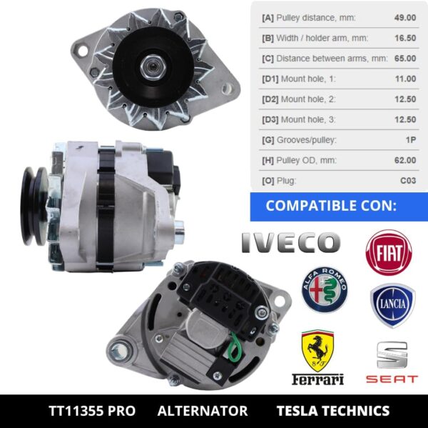 TT11355 PRO, Alternador, 12V, 55A