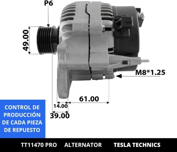 TT11470 PRO, Alternador, 12V, 70A