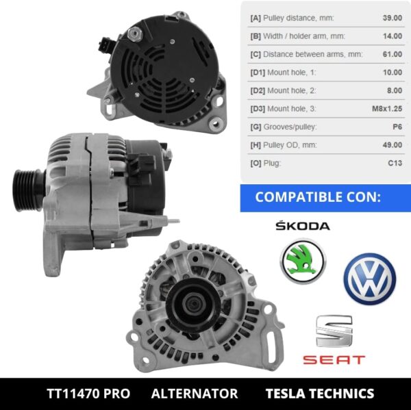 TT11470 PRO, Alternador, 12V, 70A