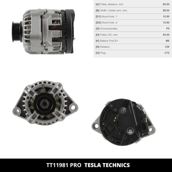 TT11981 PRO, Alternador, 12V, 85A