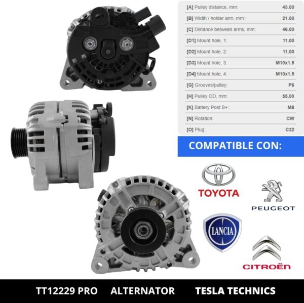 TT12229 PRO, Alternador, 12V, 150A