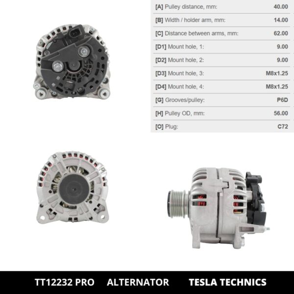 TT12232 PRO, Alternador, 12V, 180A