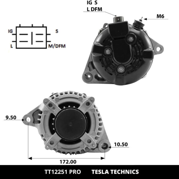 TT12251 PRO, Alternador, 12V, 130A