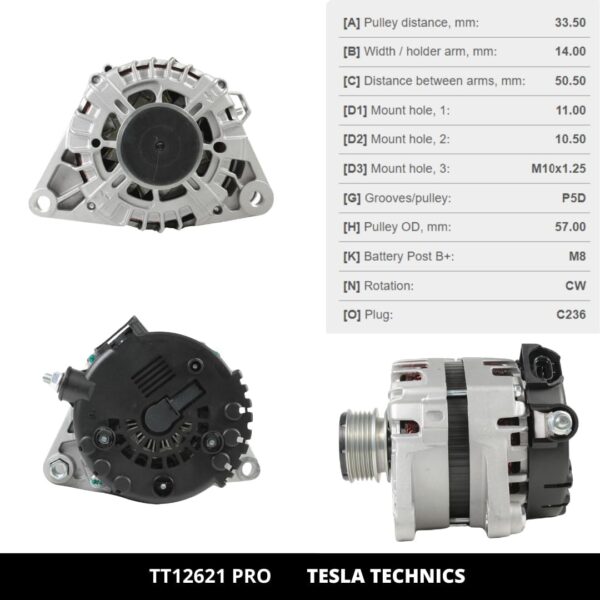 TT12621 PRO, Alternador, 12V, 130A