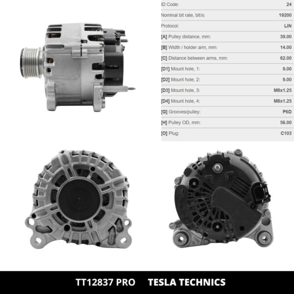 TT12837 PRO, Alternador, 12V, 140A