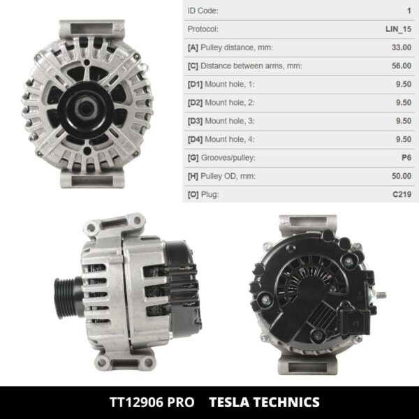 TT12906 PRO, Alternador, 12V, 200A