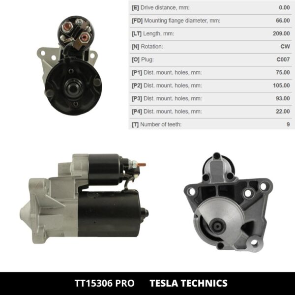 TT15306 PRO, Motor de arranque, 12V, 0.9KW