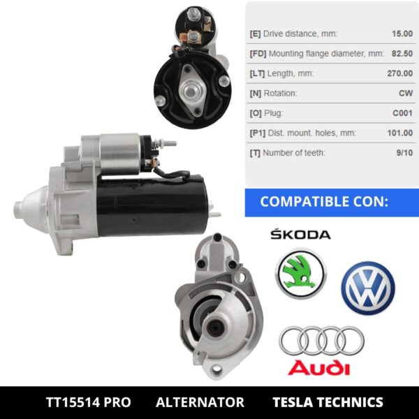 TT15514 PRO, Motor de arranque, 12V, 1.7KW