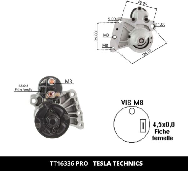TT16336 PRO, Motor de arranque, 12V, 0.9KW