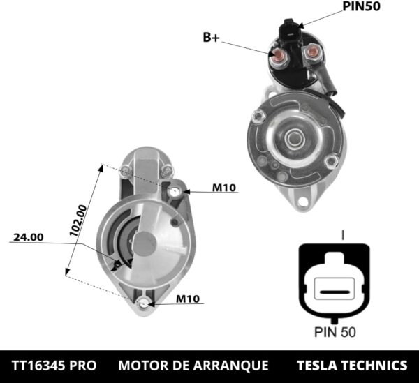 TT16345 PRO, Motor de arranque, 12V, 1.7KW