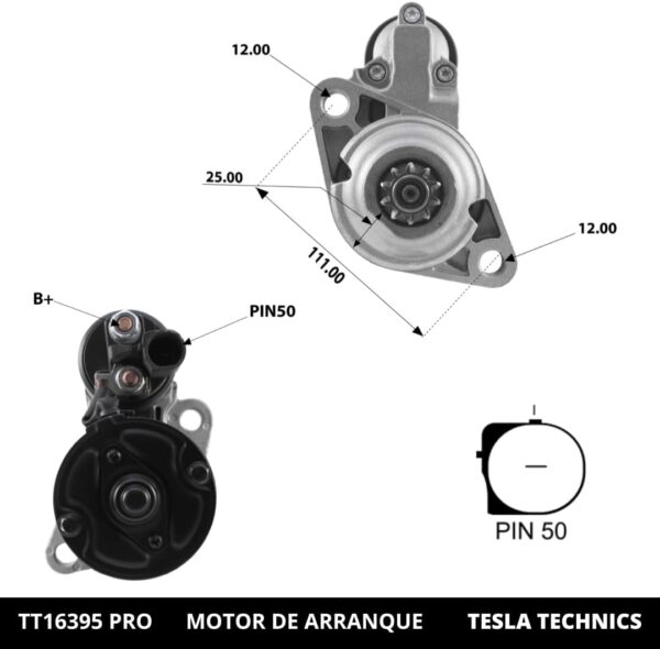 TT16395 PRO, Motor de arranque, 12V, 1.7KW