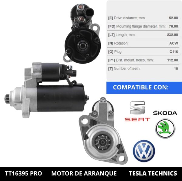 TT16395 PRO, Motor de arranque, 12V, 1.7KW