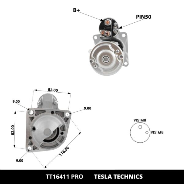 TT16411 PRO, Motor de arranque, 12V, 1.7KW