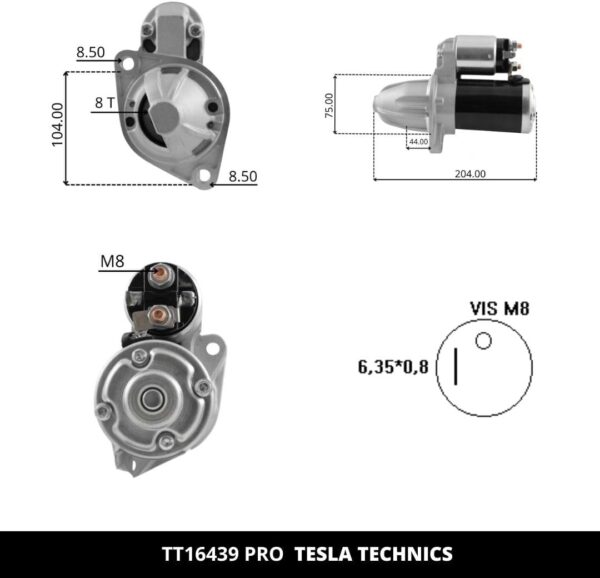 TT16439 PRO, Motor de arranque, 12V, 0.9KW