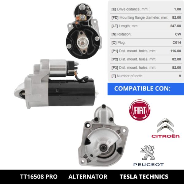 TT16508 PRO, Motor de arranque, 12V, 2.5KW
