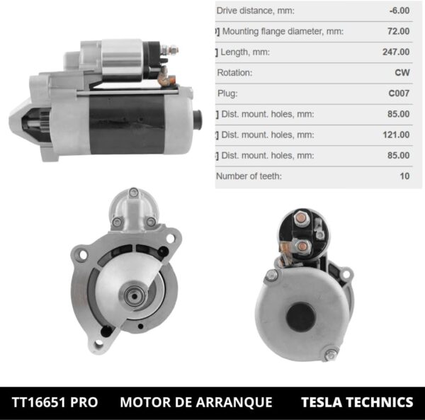 TT16651 PRO, Motor de arranque, 12V, 2.3KW