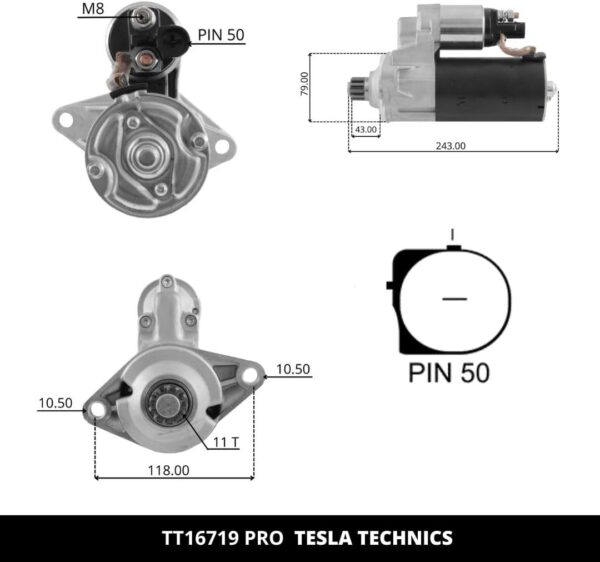 TT16719 PRO, Motor de arranque, 12V, 1.7KW